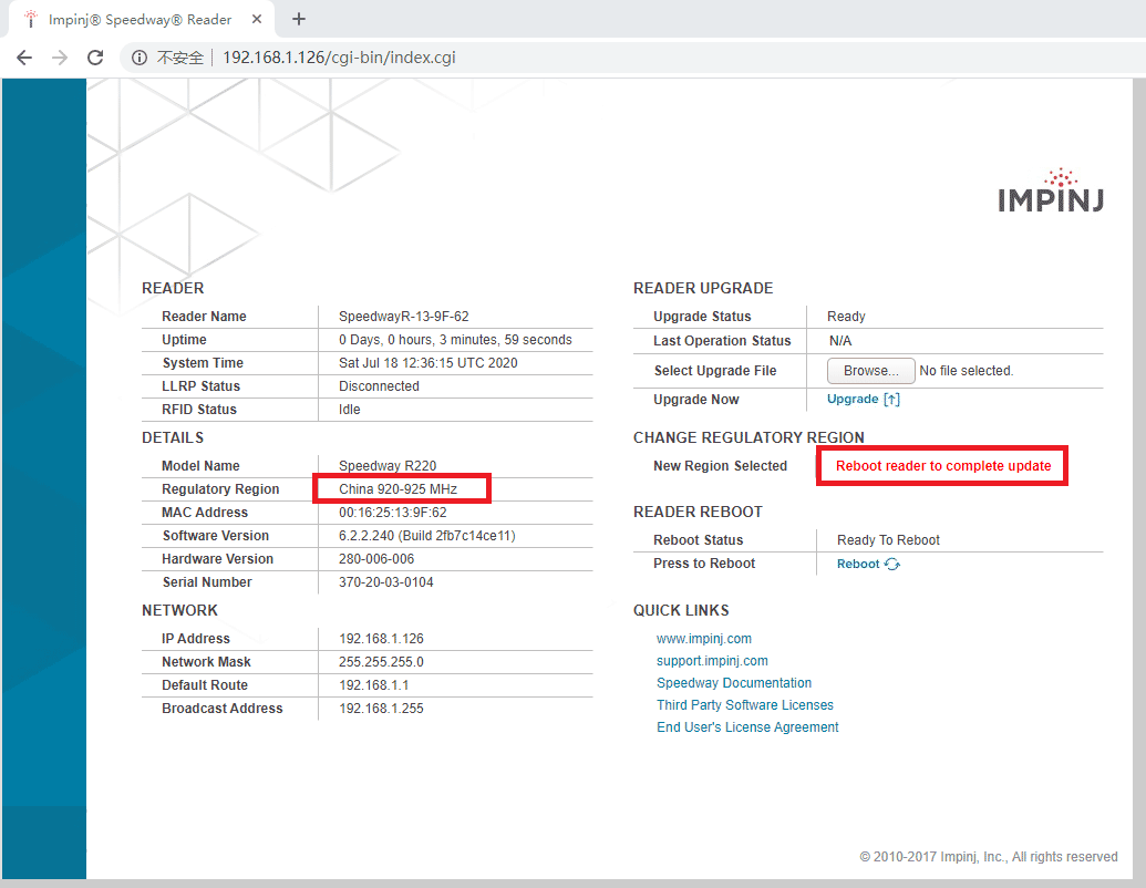 impinj設(shè)置完成重啟
